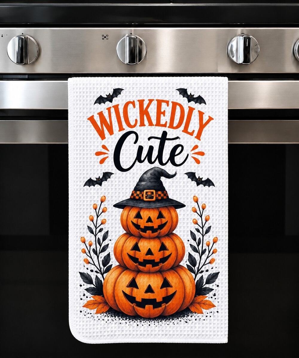 Wickedly Cute Halloween Kitchen Towel Pumpkin Jack O Lantern Decor
